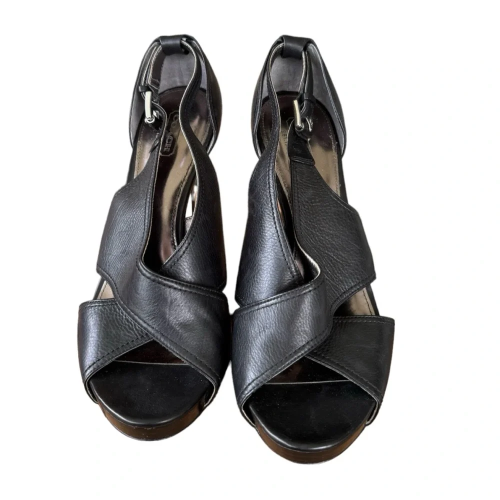 Coach Adelle Platform Women’s Black Leather Sandals Size 9
